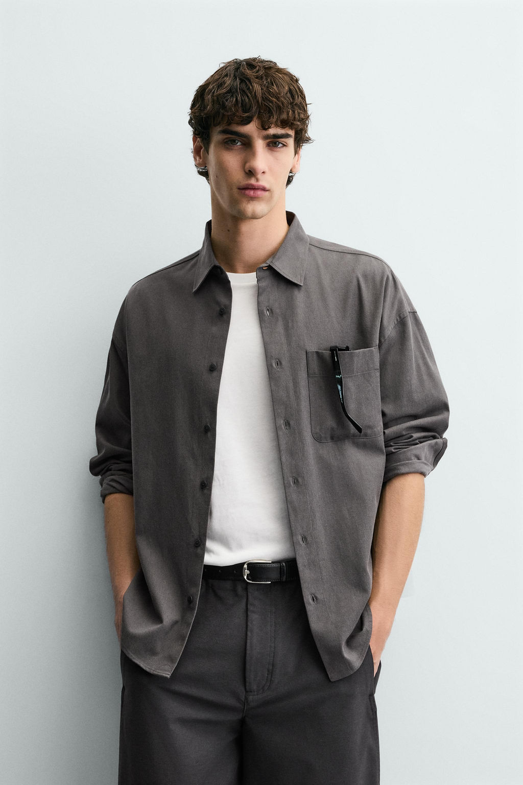 CAMISA FLUIDA RELAXED FIT / Gris oscuro - Zara фото 2