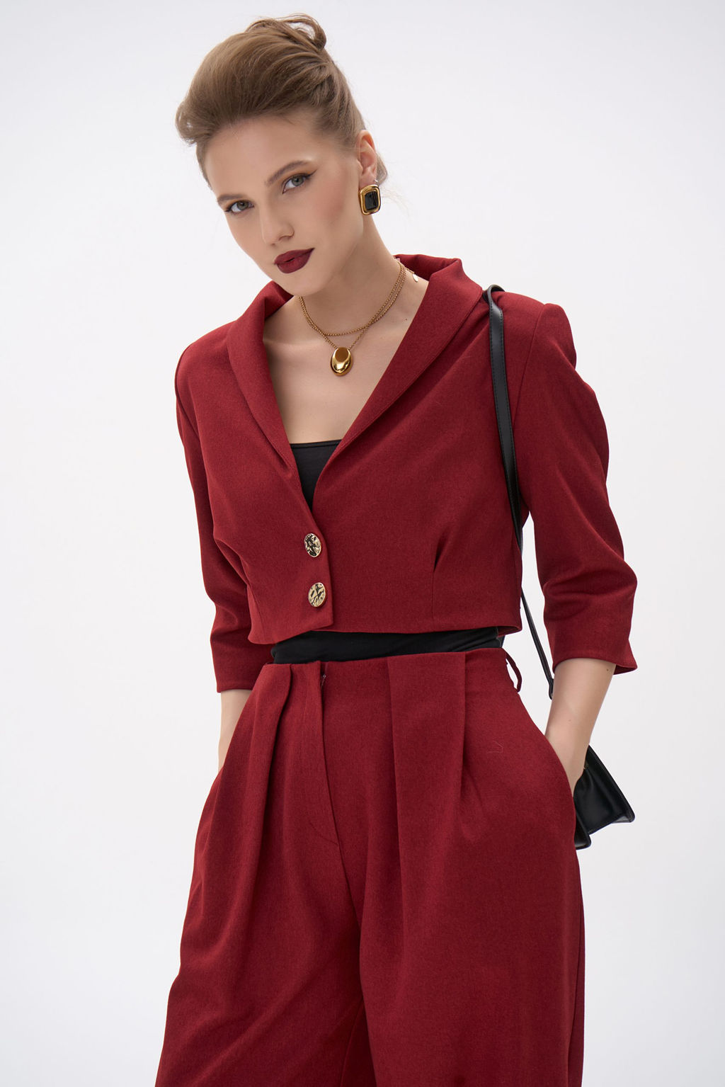 Короткий пиджак Джуди (бордовый) - Эльза фото 23