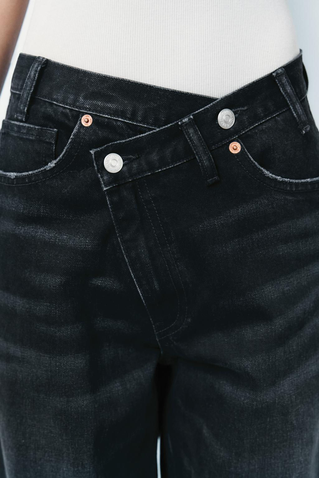 HIGH-WAIST TRF WIDE-LEG JEANS WITH CROSSOVER WAISTBAND - Zara фото 6