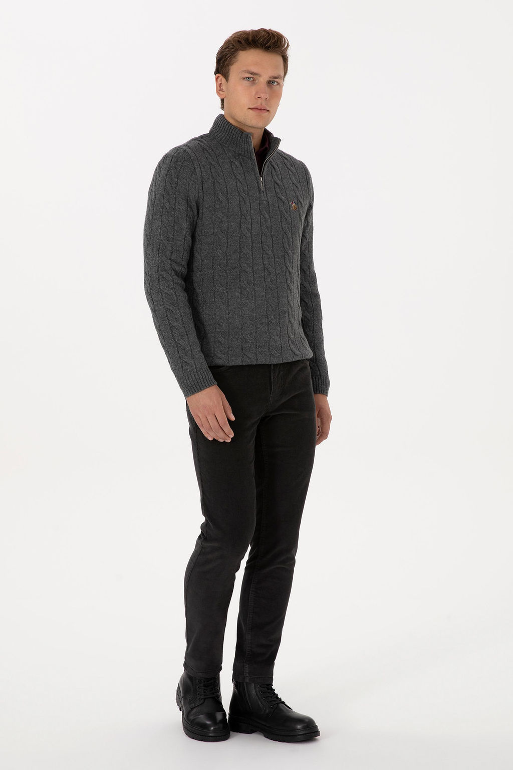 Erkek Gri Slim Fit Kanvas / Chino Pantolon - U.s. polo assn фото 3