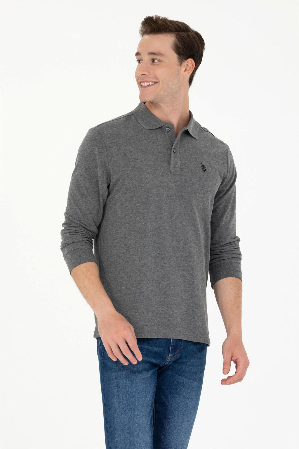 U. S. Polo Assn / Мужской базовый свитшот антрацитовый меланж - U.s. polo assn фото 8