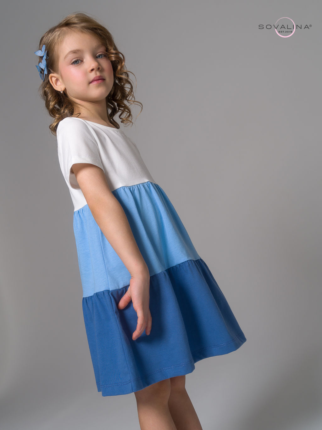 Платье Тия тофу-голубой-синий - Sovalina фото 9