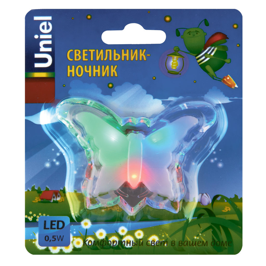 DTL-308-Бабочка/RGB/3LED/0,5W Светильник-ночник. Без выключателя. Блистер - Volpe фото 7