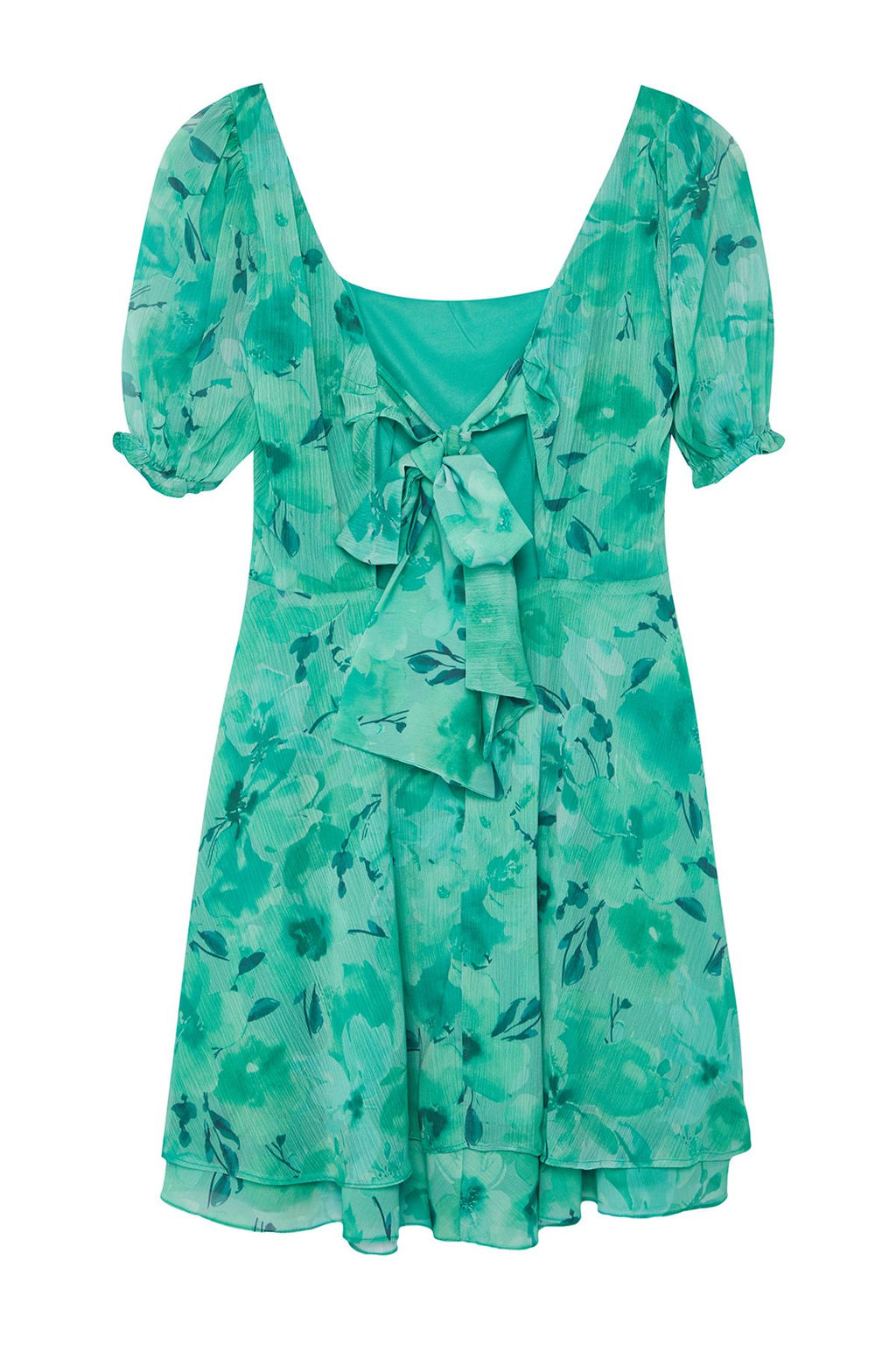 TRENDYOLMILLA Lacivert Cicek Desenli Mini Sifon Dokuma Elbise TWOSS23EL01171 фото 11