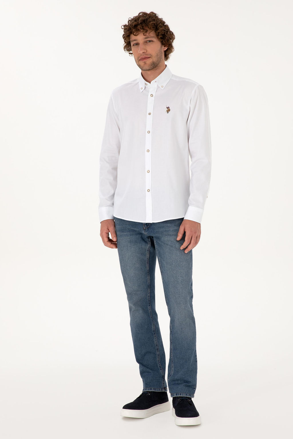 Рубашка U.S. Polo Assn Basic белая из хлопка