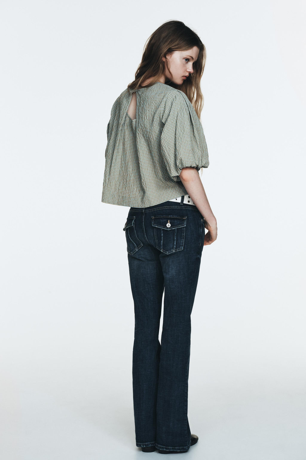 CHECK BALLOON SLEEVE TOP - Zara фото 15