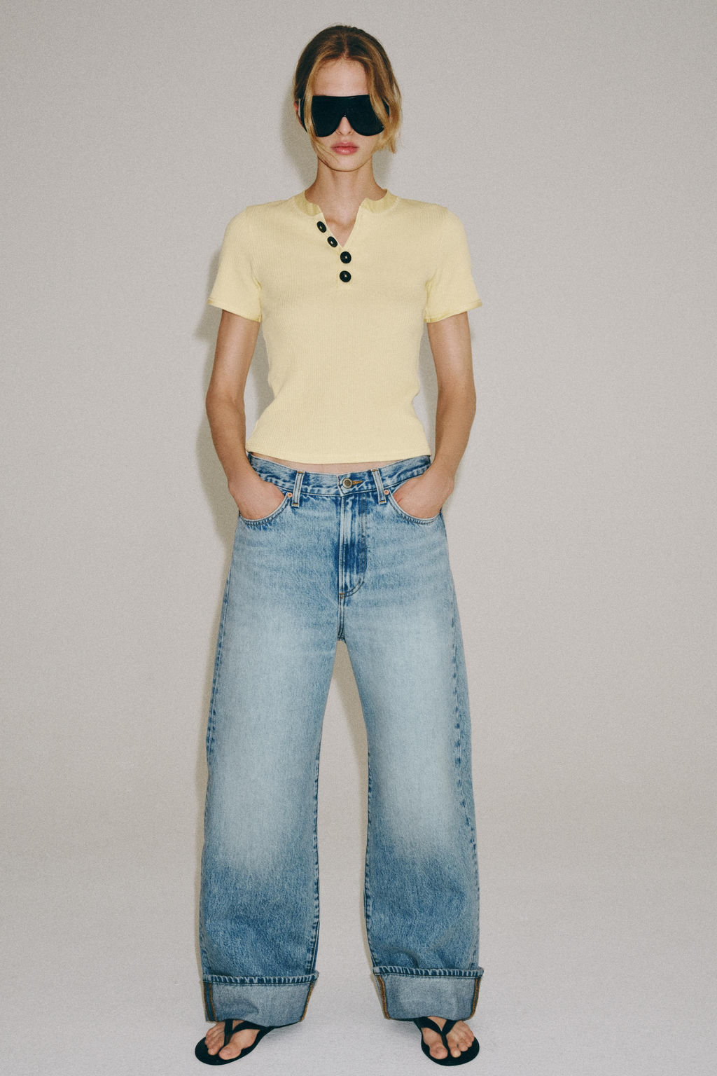 CAMISETA BOTONES ALGOD?N / Lim?n - Zara фото 4
