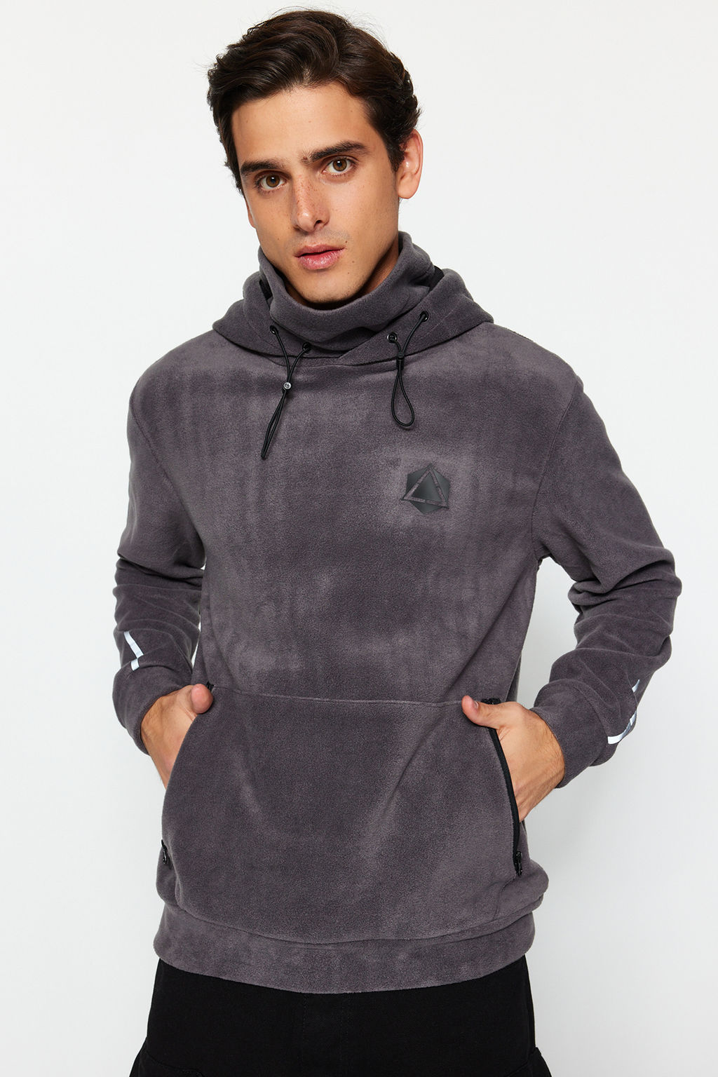 TRENDYOL MAN Premium Antrasit Oversize/Normal Kesim Bask?l? Anti-pilling Polar Sweatshirt TMNAW24SW00122 - Trendyolmilla фото 11
