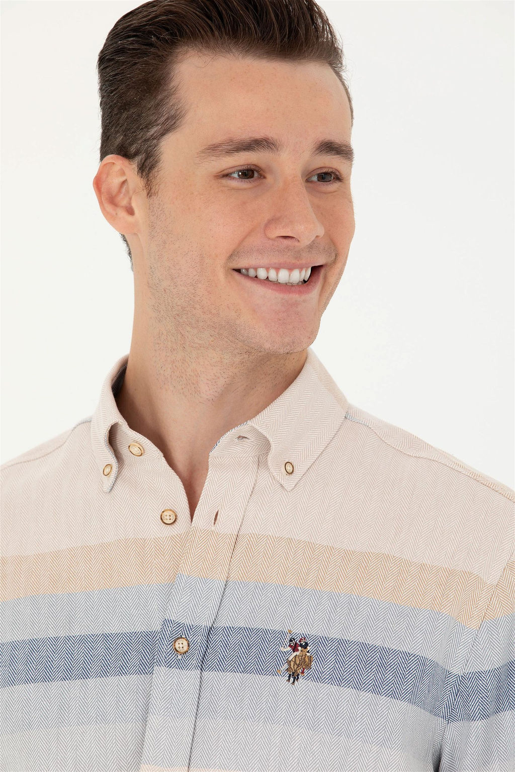 U. S. Polo Assn Мужская рубашка светло-коричневого цвета с длинным рукавом - U.s. polo assn фото 2