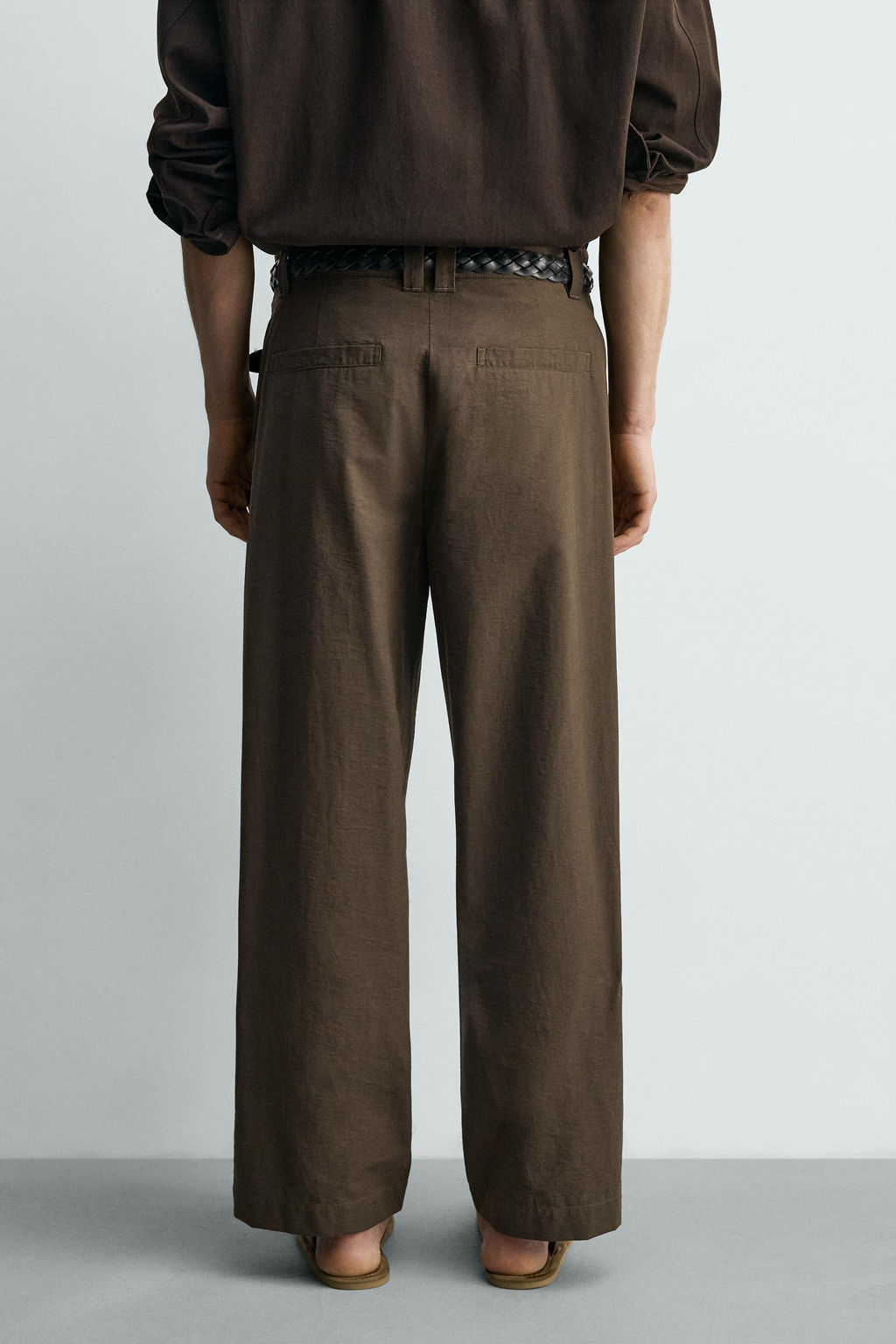 PANTAL?N WIDE FIT PLIEGUES / Marr?n chocolate - Zara фото 3