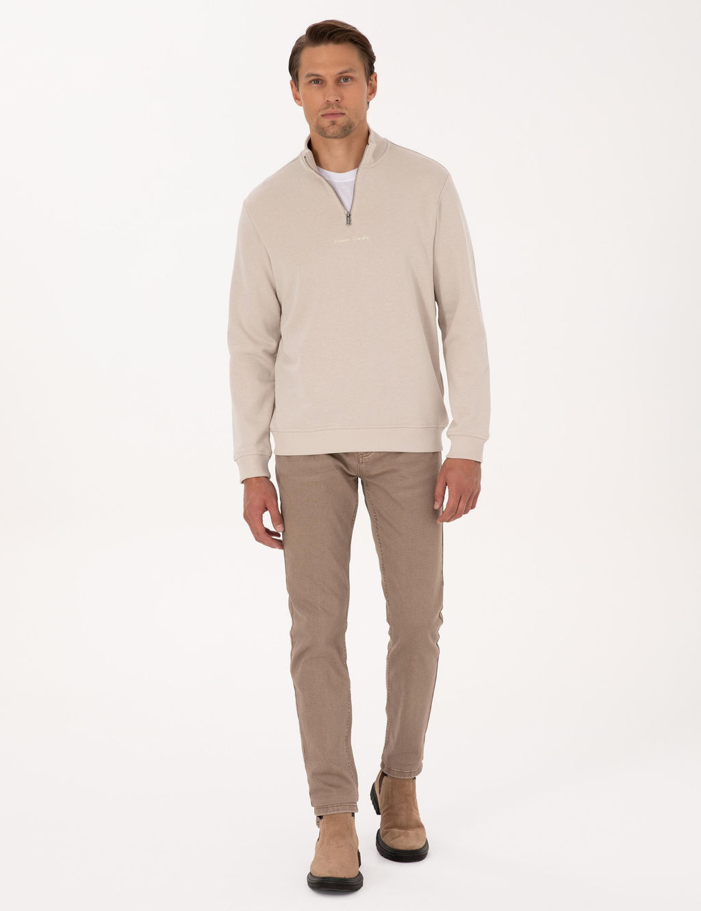 Bej Regular Fit Sweatshirt - Pierre cardin фото 4