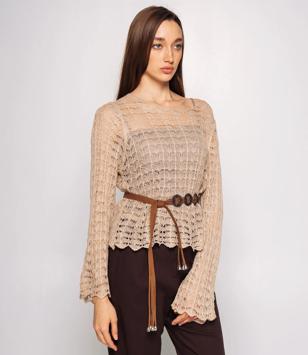 Лонгслив+топ #КТ2979, бежевый