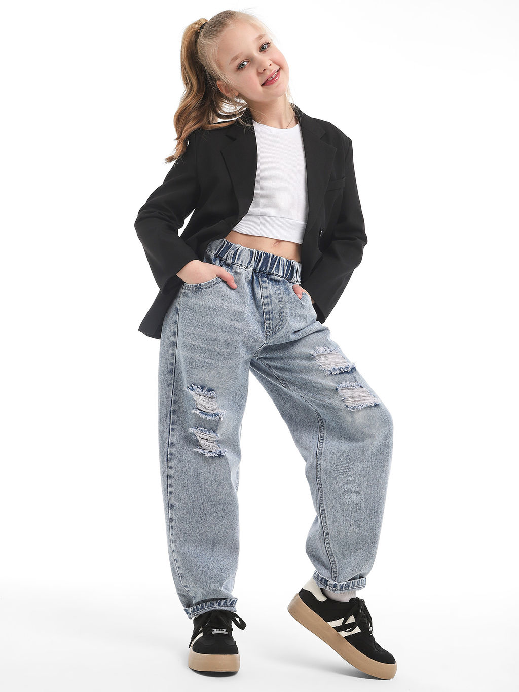 Джинсы-бананы для девочек - СИНЯЯ МОДА фото 8