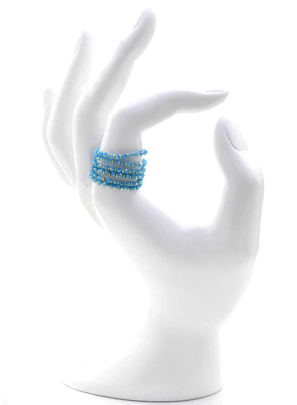 Колечко на резинке из фианитов цвет синий