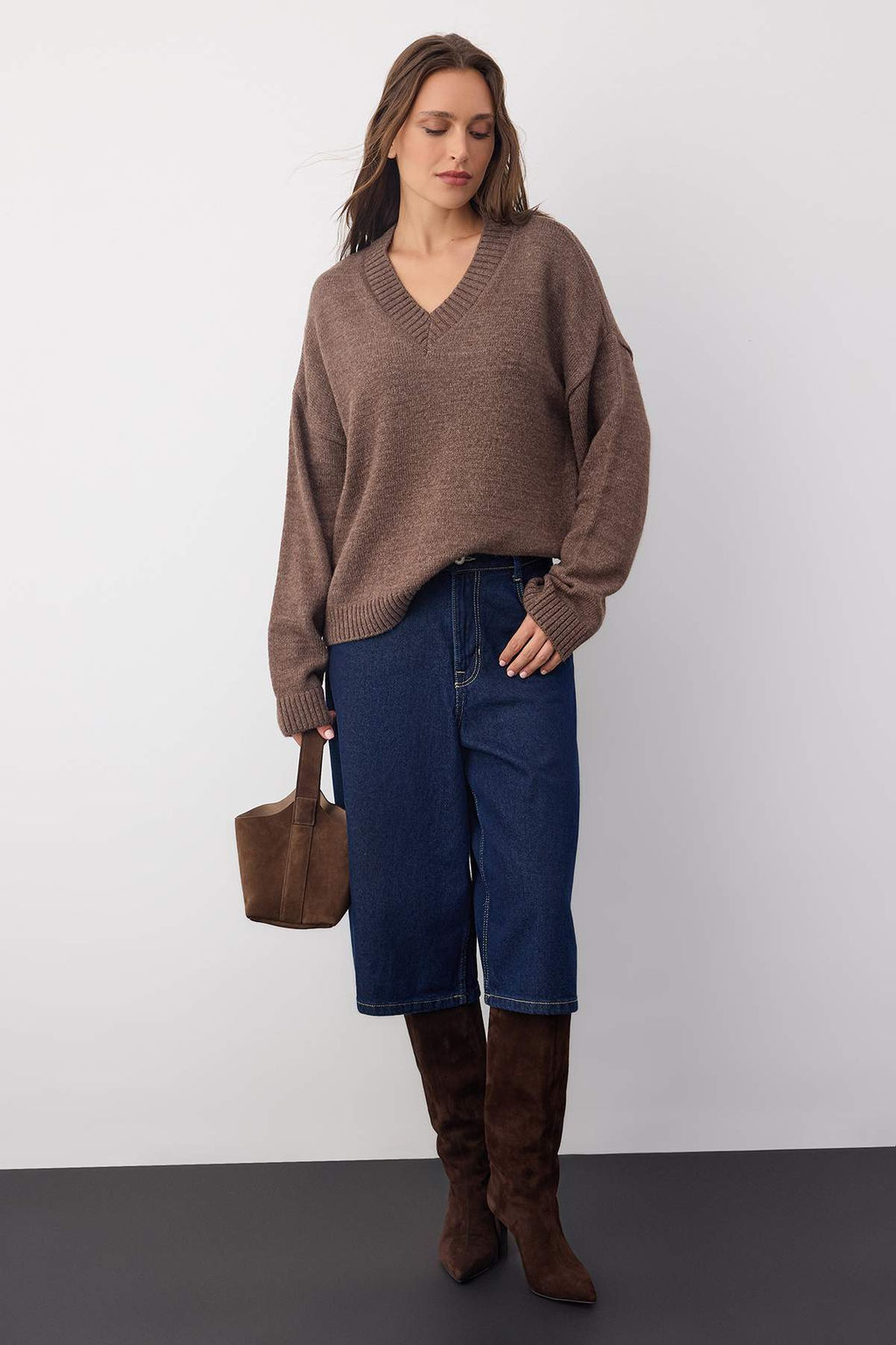 Wardrobe Essentials Vizon Basic Genis Kal?p Yumusak Dokulu Triko Kazak | TWOAW26KZ00091