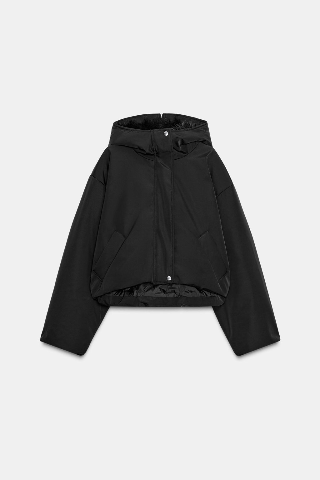 WATER-REPELLENT WINDPROOF QUILTED JACKET WITH FAUX FUR HOOD - Zara фото 10