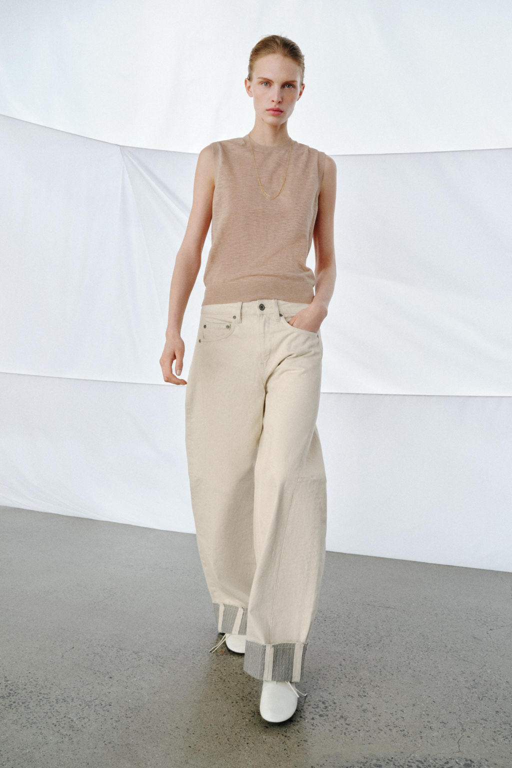 JEANS ZW COLLECTION RELAXED TIRO MEDIO / Crudo - Zara фото 3