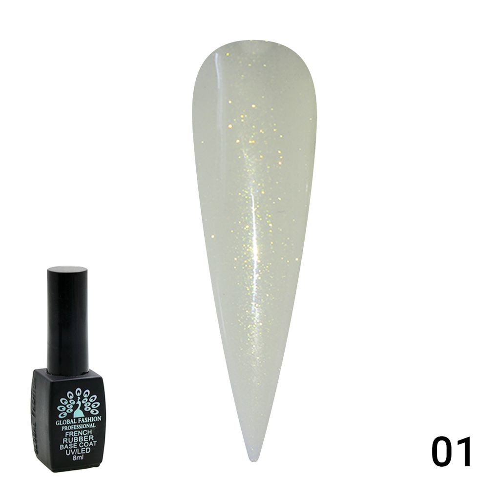 Каучуковая база для гель лака молочная с шиммером, Rubber Base Coat French, 8 мл 01 - Global fashion фото 2