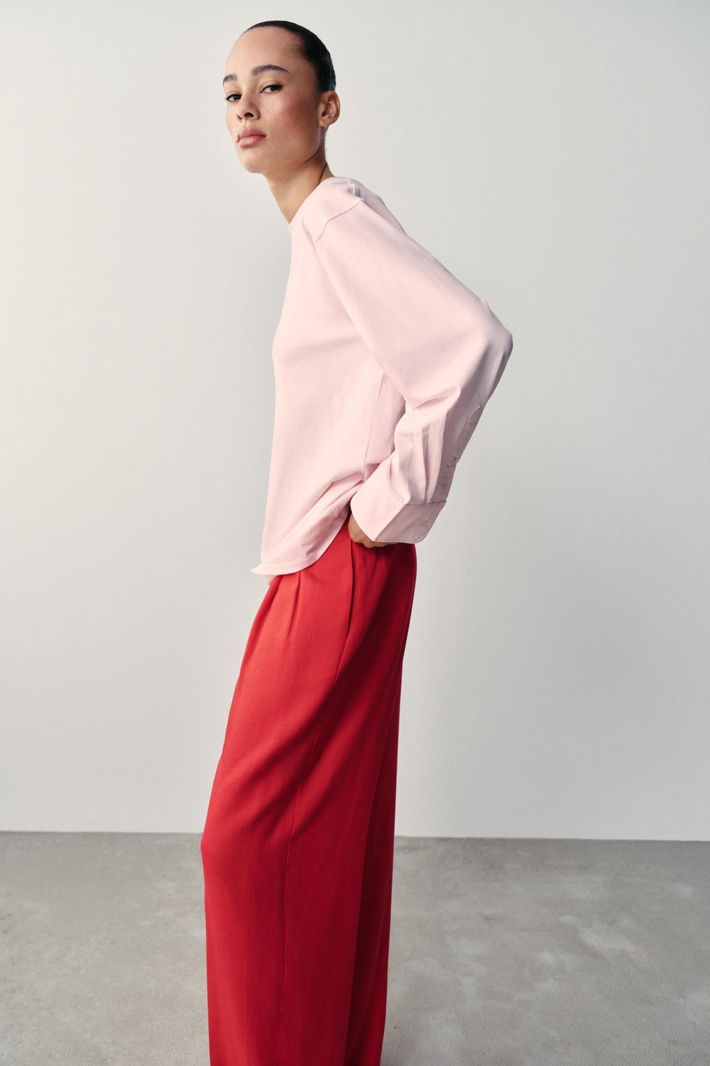 CAMISETA COMBINADA MANGA LARGA / Rosa - Zara фото 4