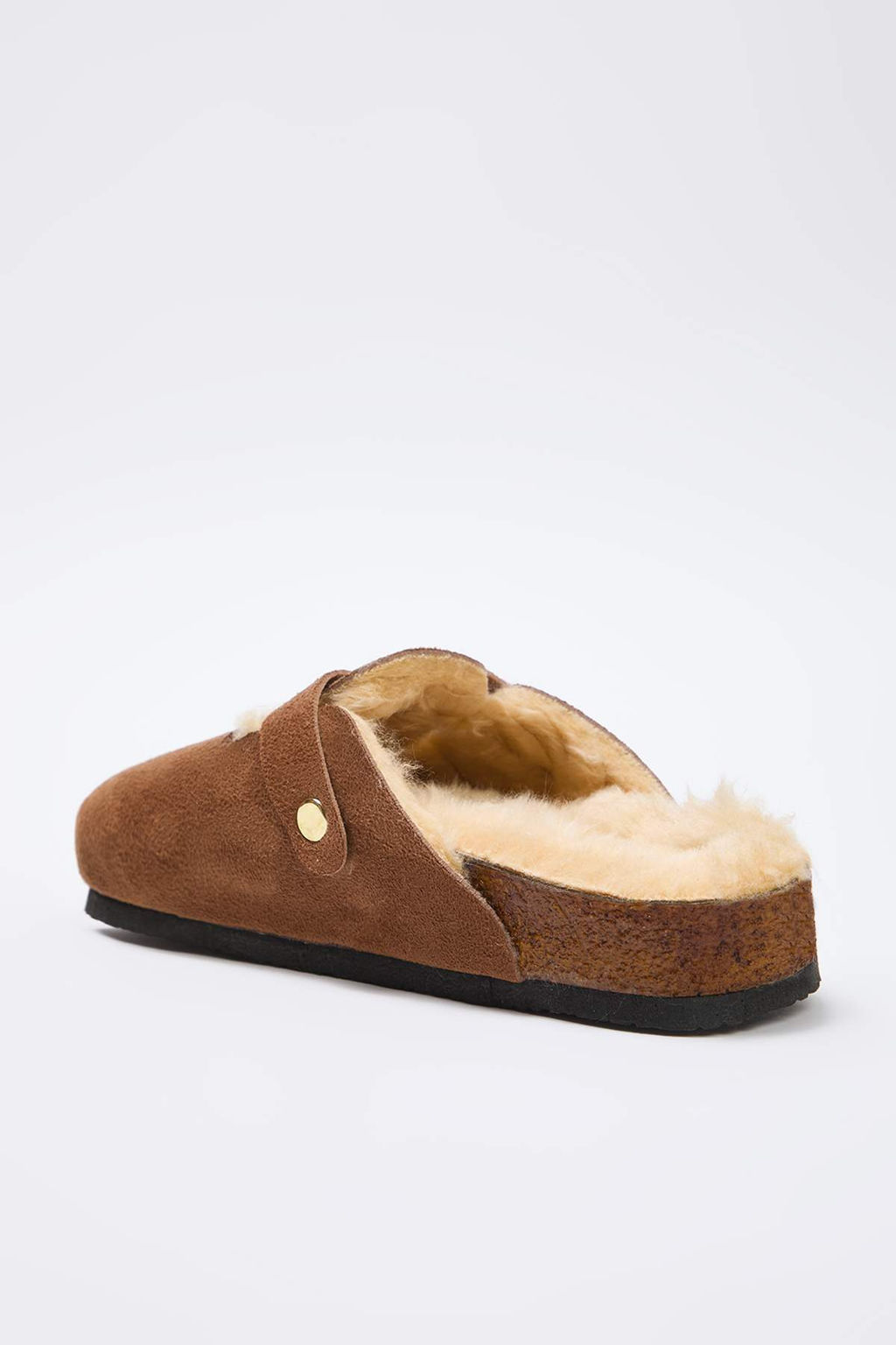 Koyu Kahverengi Ici Kurklu Onu Kapal? Duz Kad?n Sabo Terlik TAKAW26TE00000 - Trendyolmilla фото 7