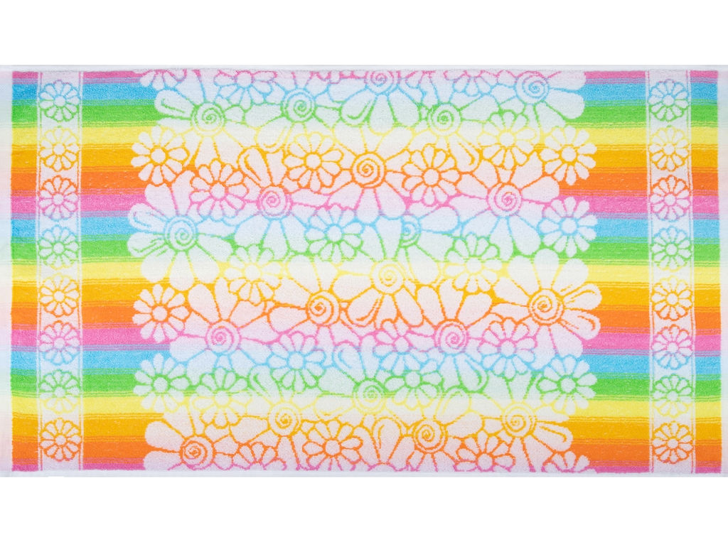 6с103.412ж1 Ромашки (св.радужка) Полотенце махровое 50х90см