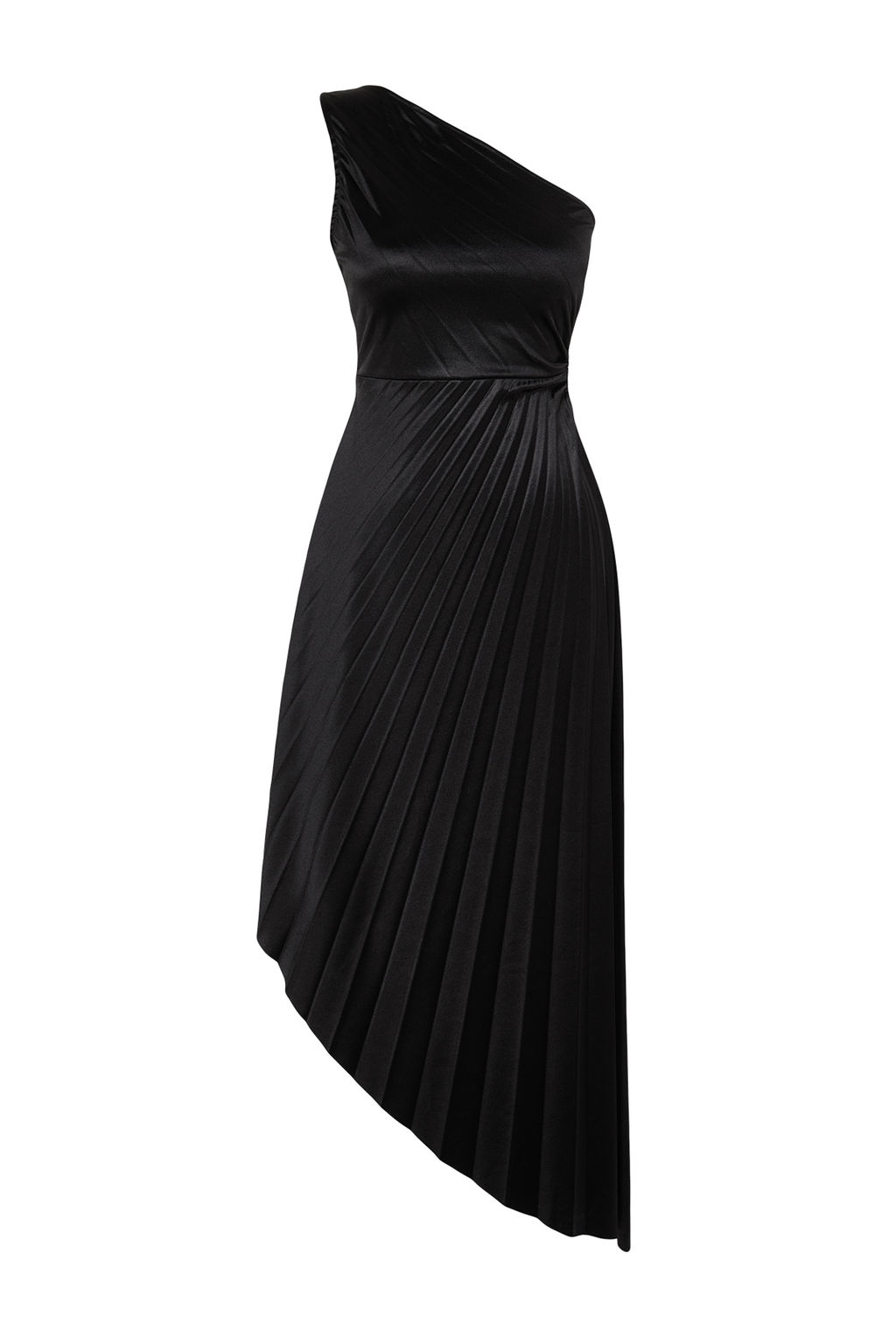 TRENDYOLMILLA Ac?k Yesil Asimetrik Pilise Detayl? Orme Saten S?k Abiye Elbise TPRSS23EL00557