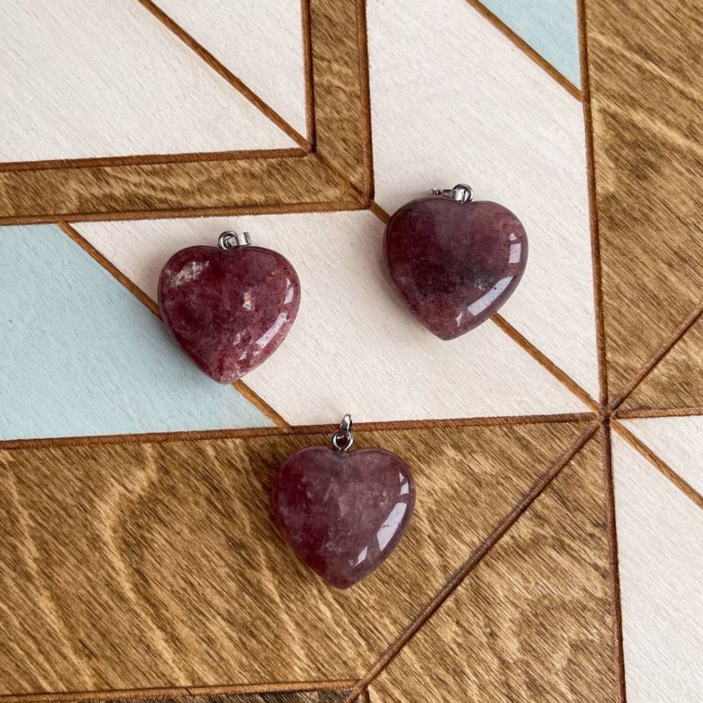 Кулон "Сердце" из Клубничного кварца (Авантюрин)