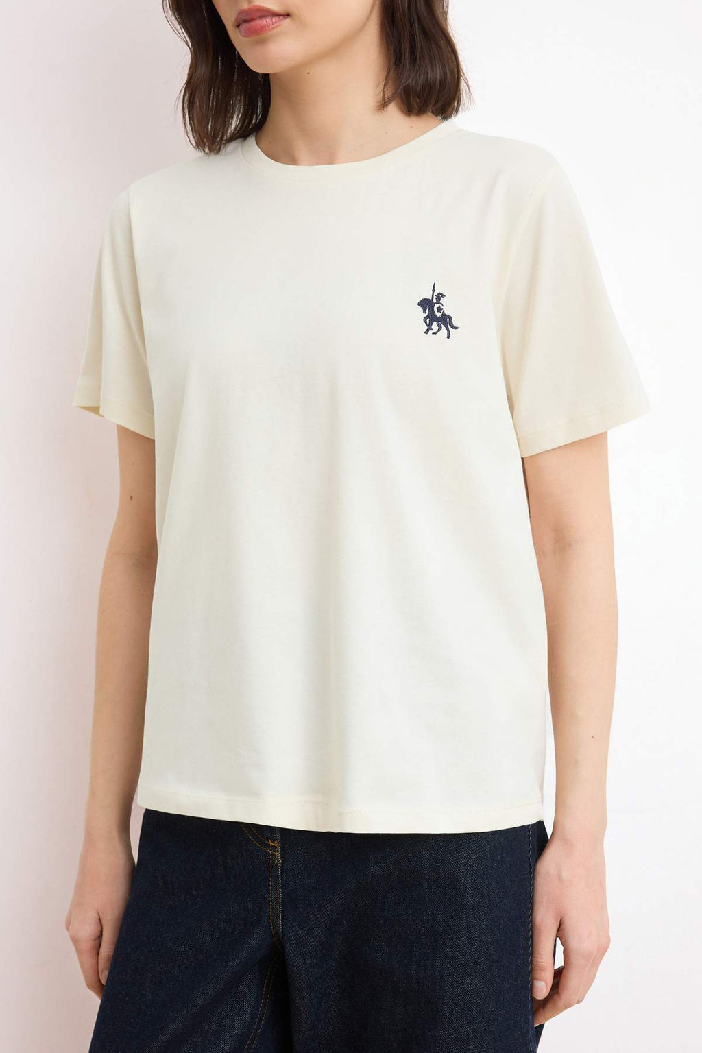 Ekru Oversize/Genis Kal?p Nak?sl? K?sa Kollu %100 Pamuk Orme T-Shirt TWOSS26TS00218 - Trendyolmilla фото 3