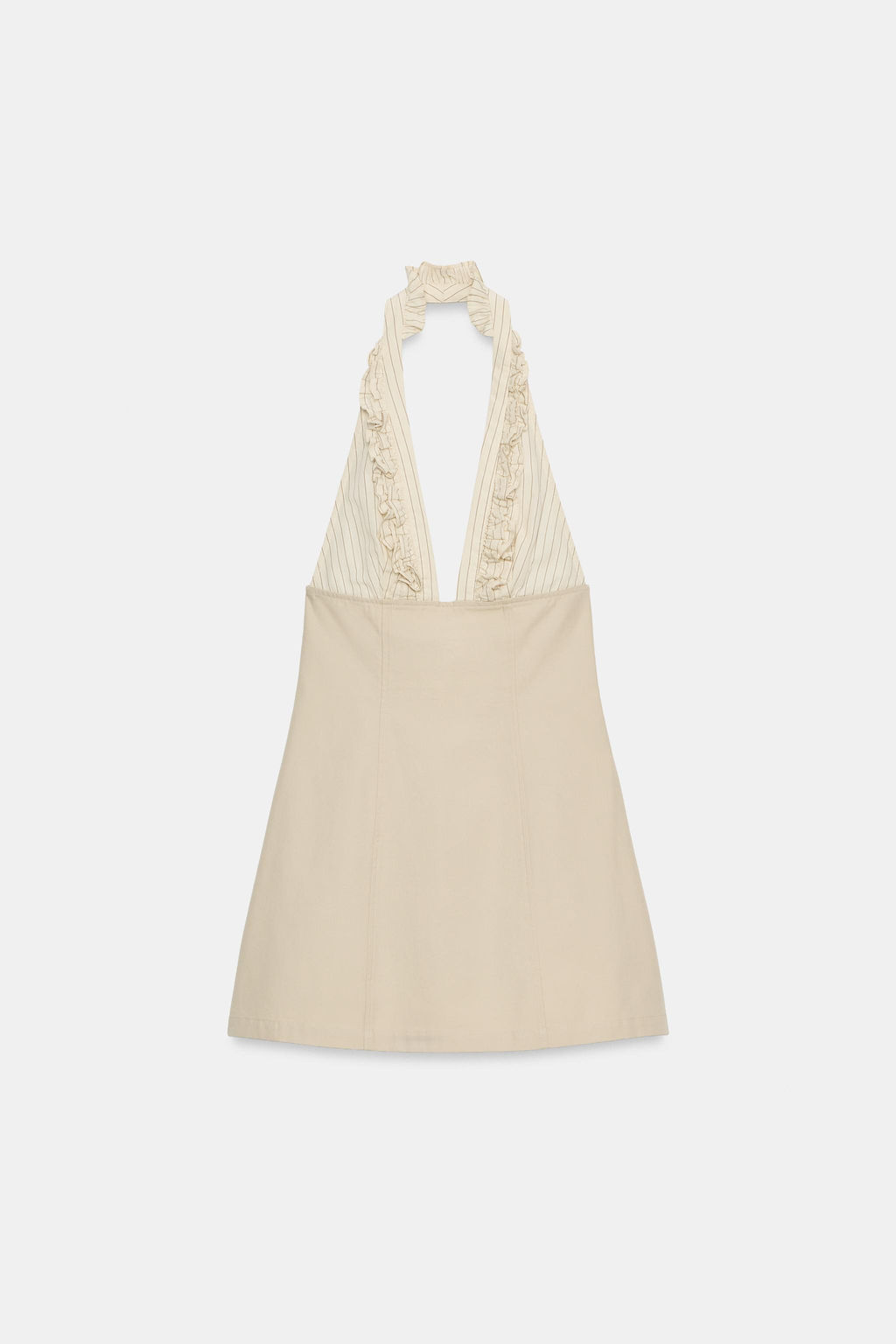 VESTIDO CORTO HALTER COMBINADO VOLANTES / Beige - Zara фото 4