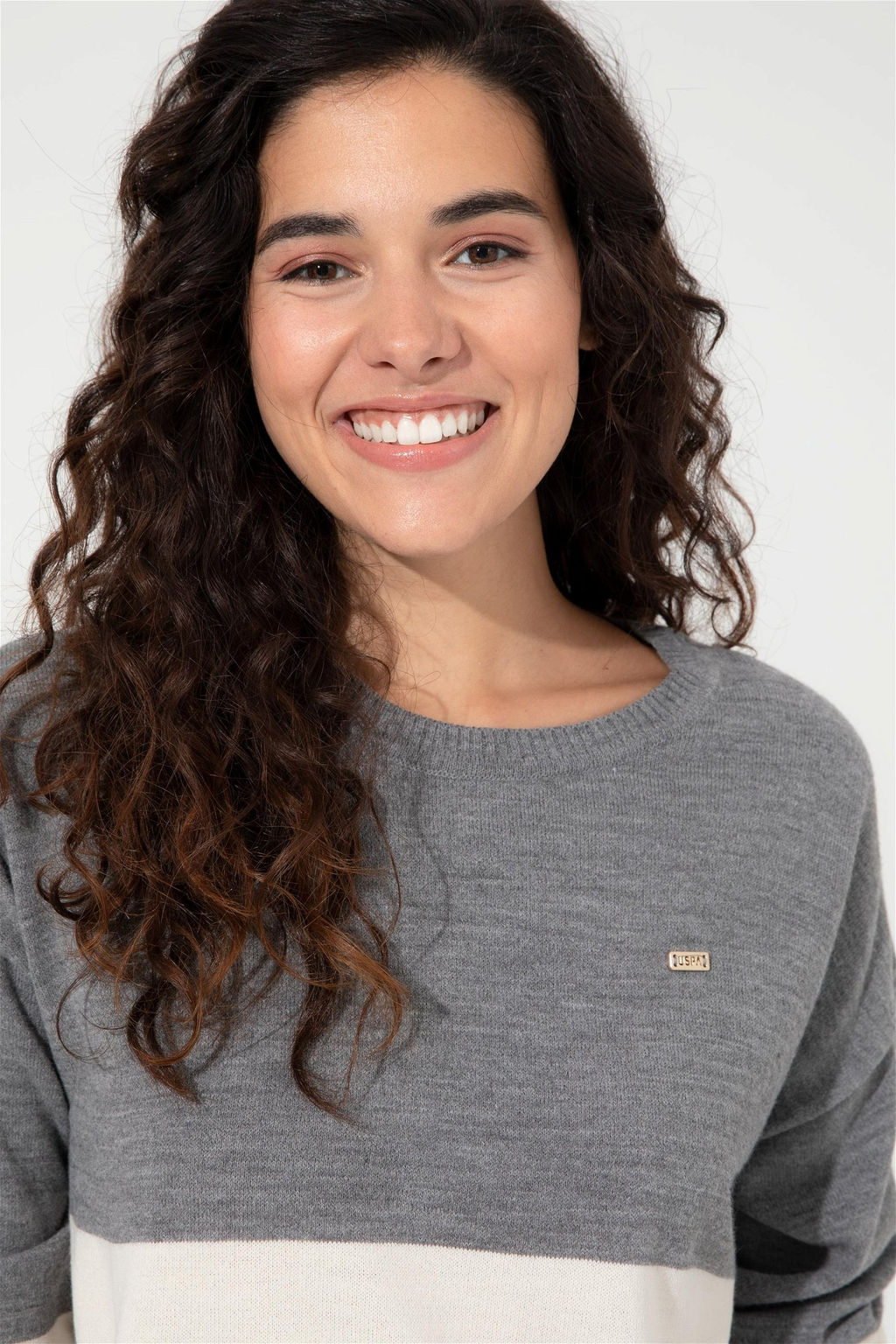 Женский серый меланжевый свитер с круглым вырезом Неожиданная скидка в корзине - U.s. polo assn фото 2