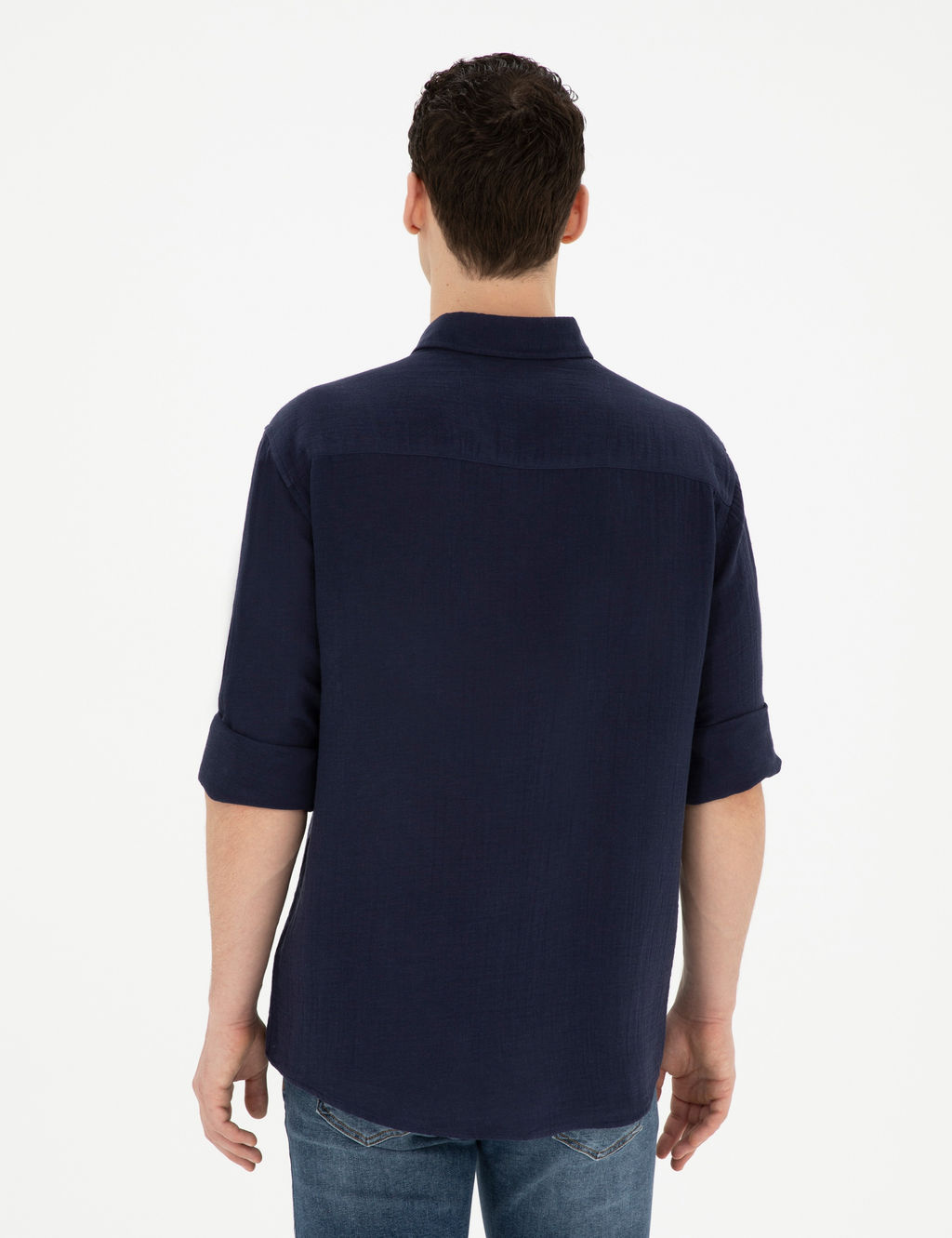 Lacivert Comfort Fit Uzun Kollu G_mlek