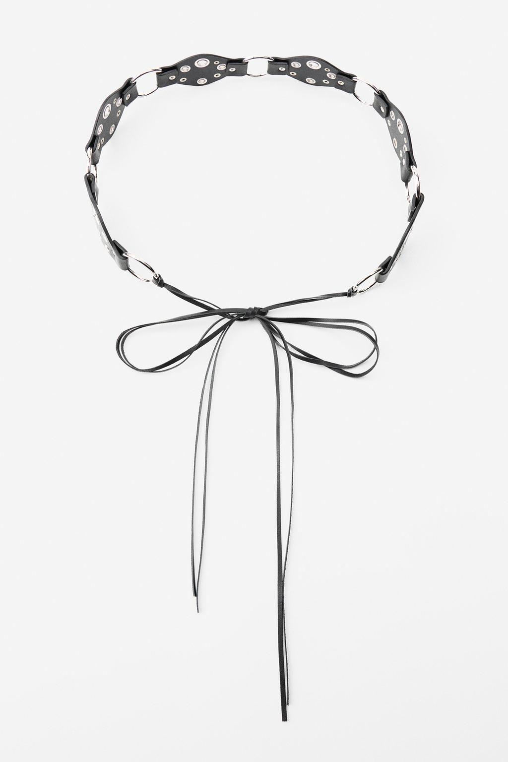 DIAMOND CONTRAST LEATHER BELT - Zara фото 6