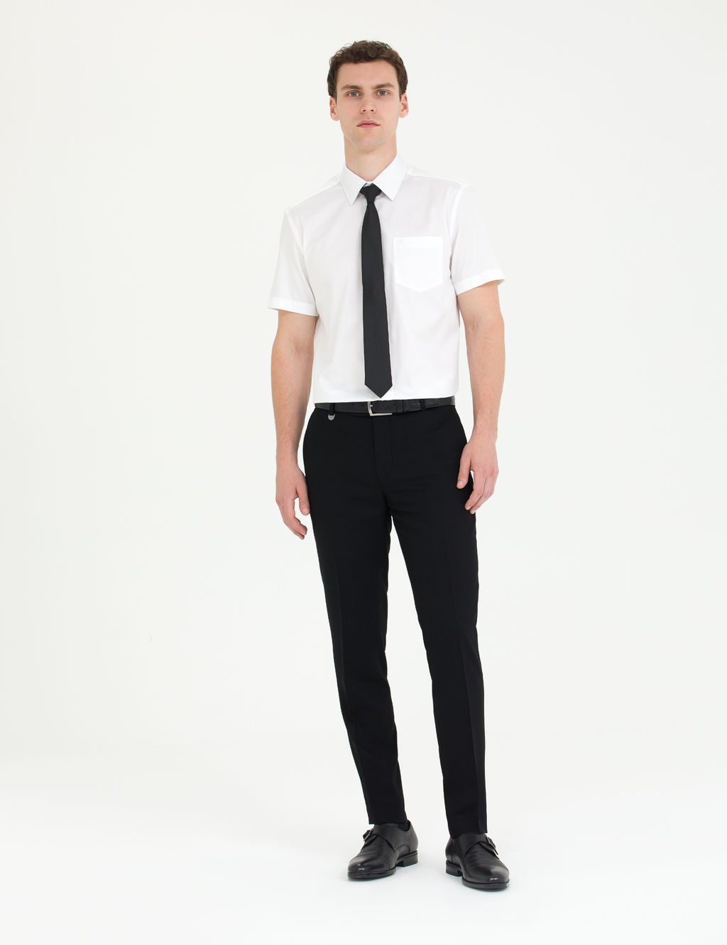 Beyaz %100 Pamuk Parlak Saten Regular Fit K_sa Kollu Basic G_mlek