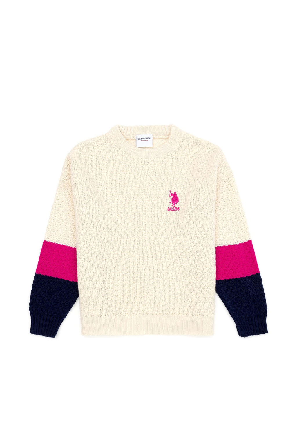 Кремовый меланжевый свитер для девочки - U.s. polo assn фото 2