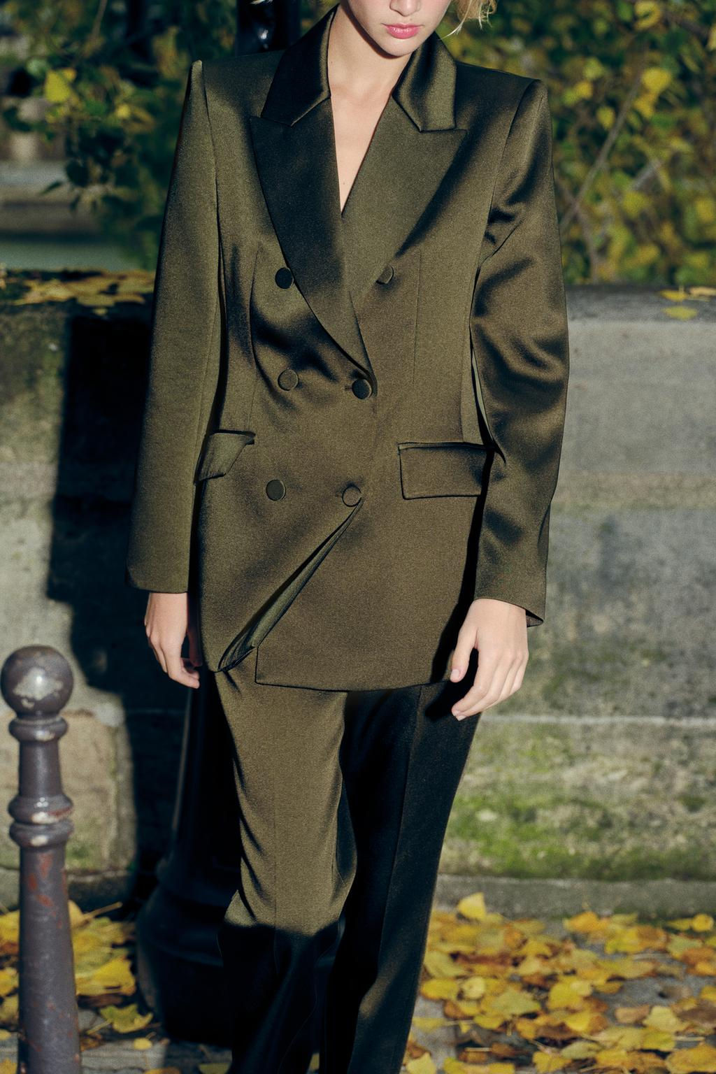 DOUBLE-BREASTED SATIN BLAZER - Zara фото 2