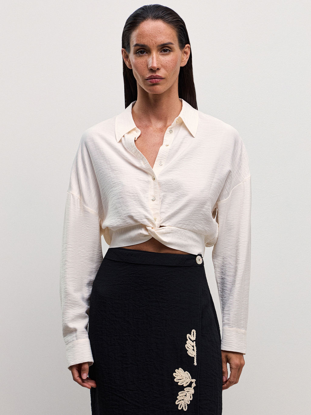 Укороченная рубашка из вискозы / Zarina  фото 6