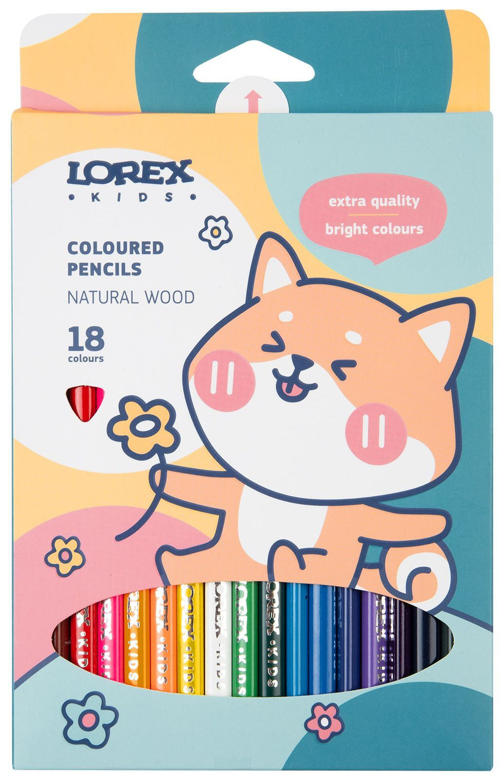 Набор цветных карандашей LOREX KIDS 18 цв. трехгранные, деревянные, в картонной упаковке