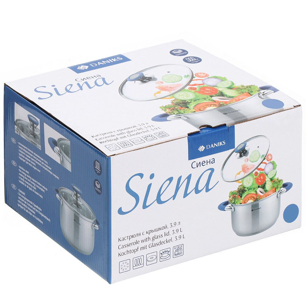 Кастрюля нерж СИЕНА 2,9л со стекл крышкой силикон/ручки SD-A93-18 (352051) /DANIKS/  фото 8