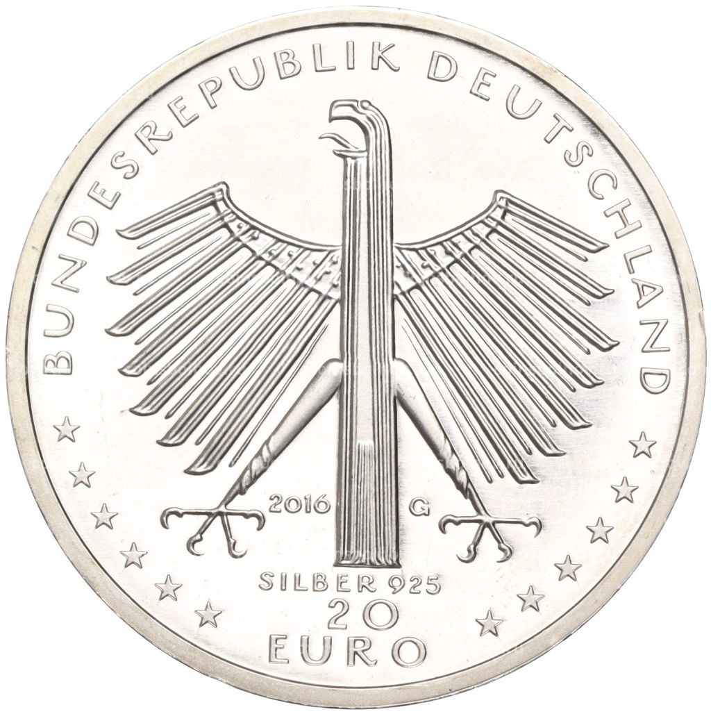 Монета 20 евро 2016 года Германия 125 лет со дня рождения Отто Дикса