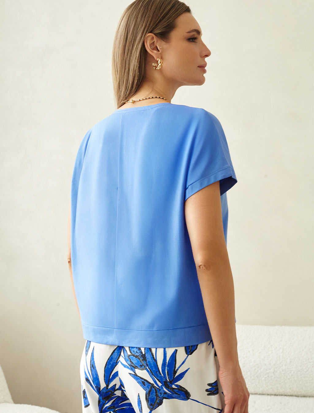 Футболка Vilatte из хлопка васильковый  фото 4