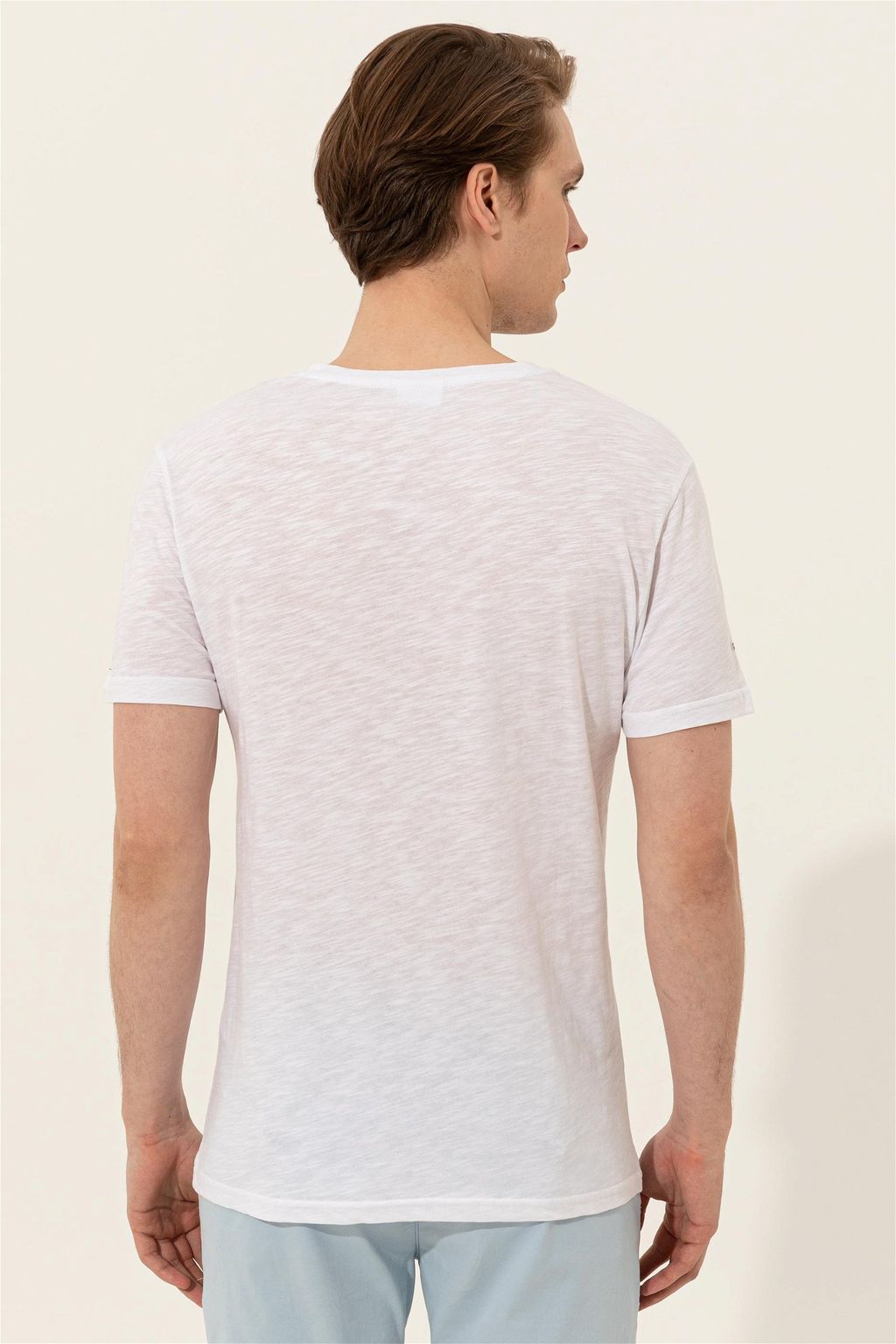 Мужская белая футболка с v-образным вырезом Basic - U.s. polo assn фото 5