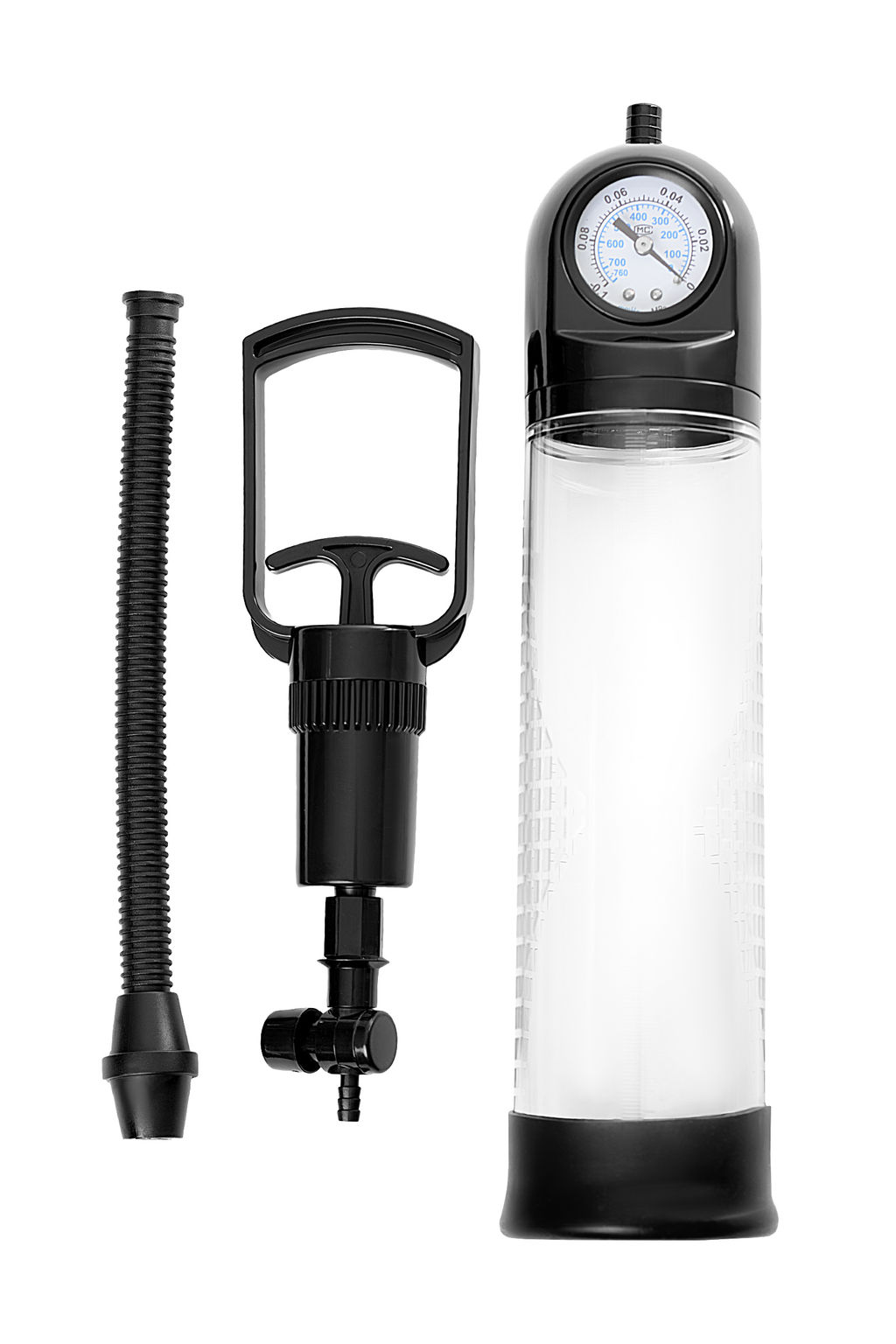 Помпа для пениса с монометром A-Toys by TOYFA Ebon, силикон, прозрачный, 20 см