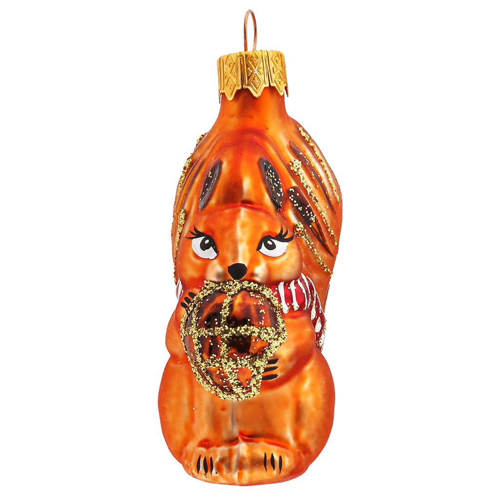 Елочная игрушка фигурка стеклянная Белочка с орешком h10см, ручная художественная роспись, подарочная упаковка (Россия) - Домашняя мода фото 3