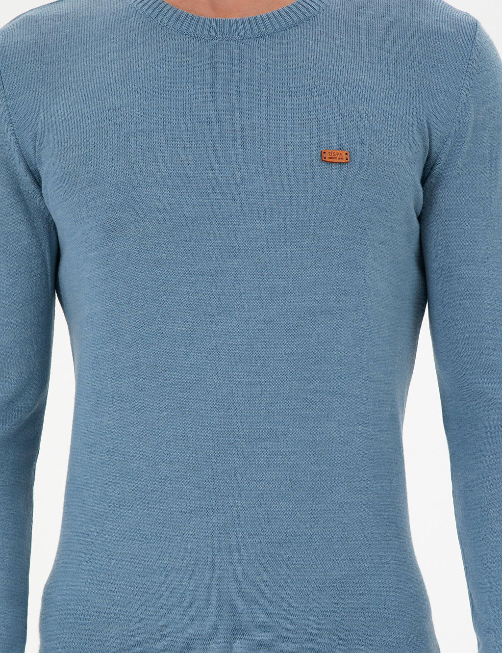 Erkek Slim Fit Bisiklet Yaka Mavi Kazak - U.s. polo assn фото 6
