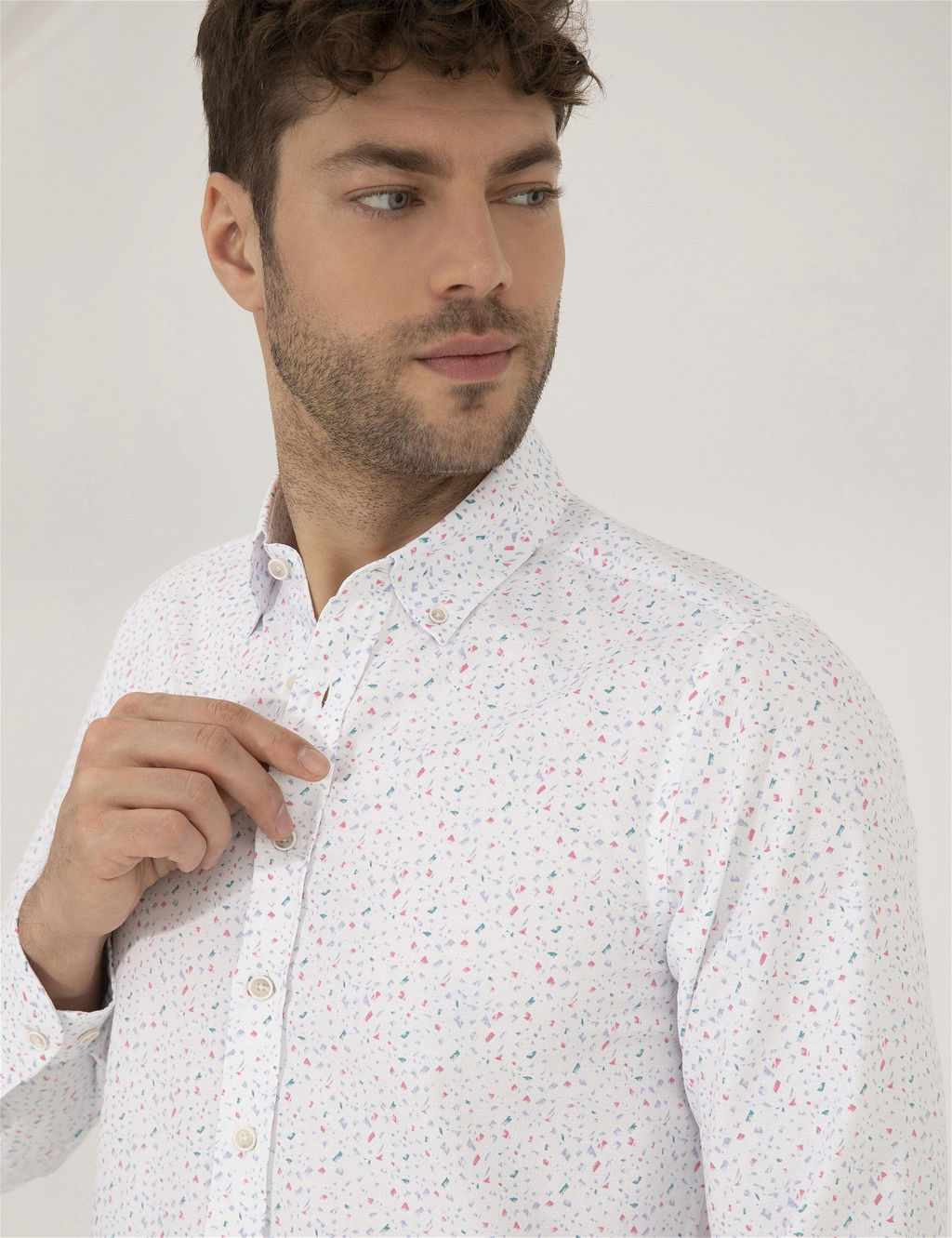 Pembe Slim Fit Uzun Kollu G_mlek - Pierre cardin фото 2