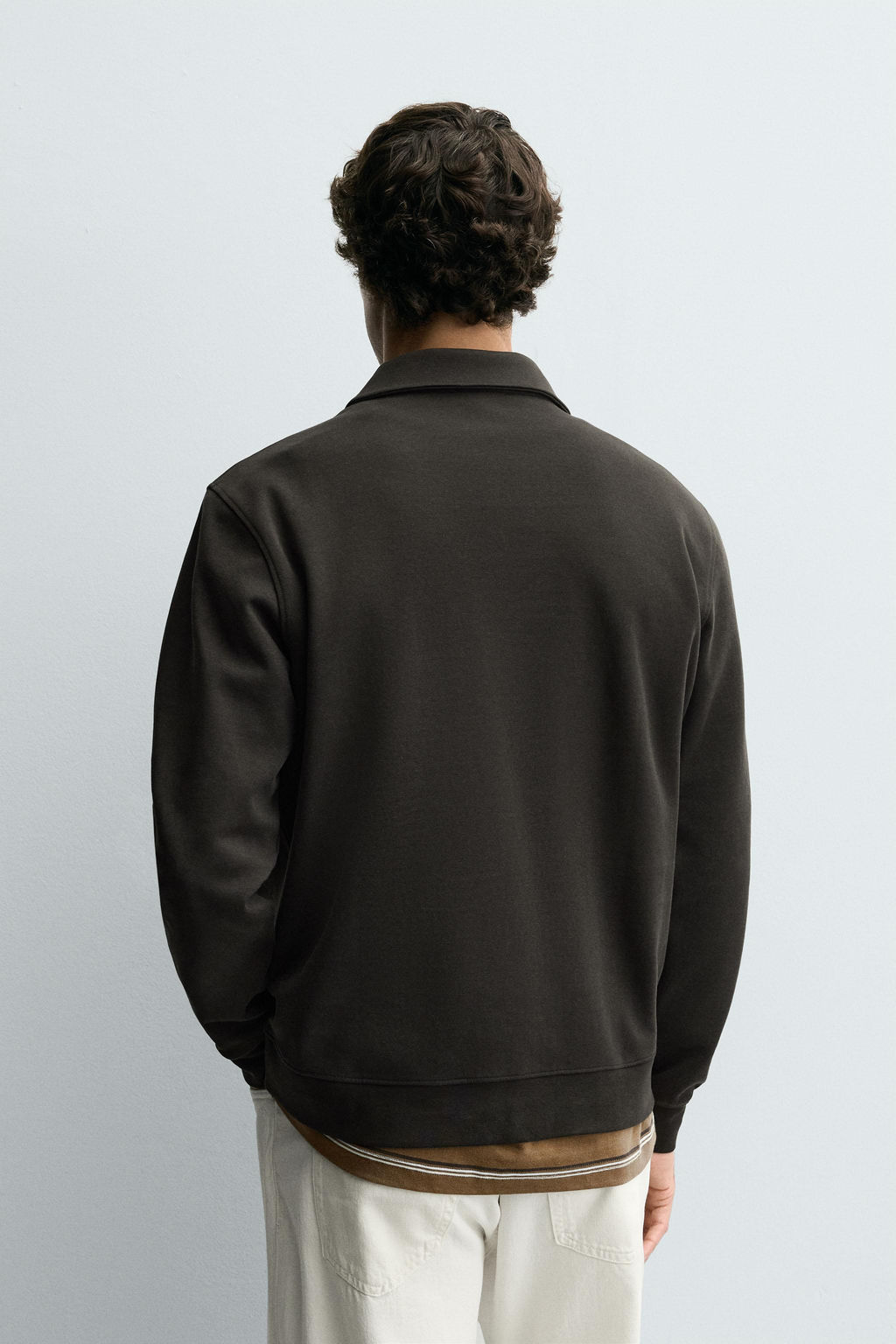SUDADERA POLO INTERLOCK CREMALLERA / Marr?n / Topo - Zara фото 3