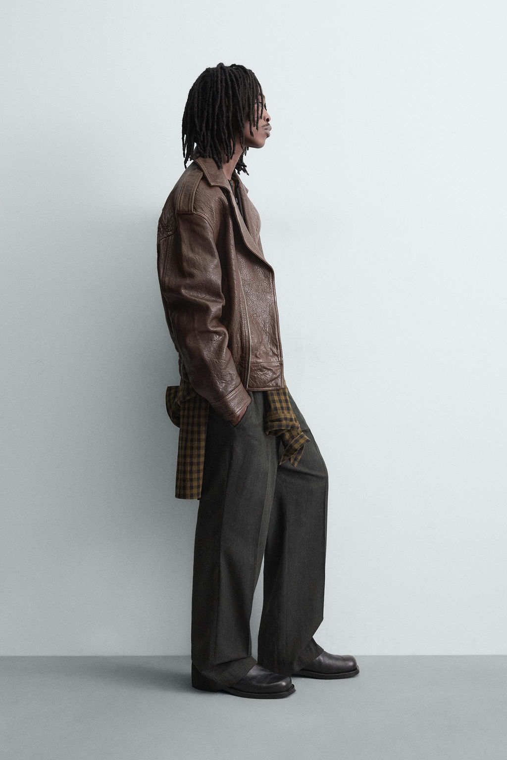 OVERSIZE LEATHER BIKER JACKET - Zara фото 4