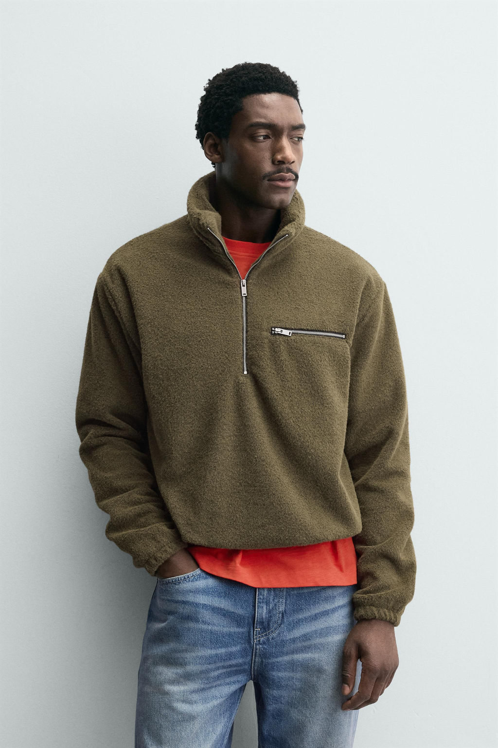 FLEECE QUARTER-ZIP SWEATSHIRT - Zara фото 2