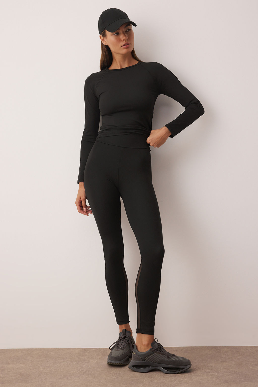 Siyah Tul Detayl? Tam Boy Orme Spor Tayt THMAW26TY00006 - Trendyolmilla фото 3