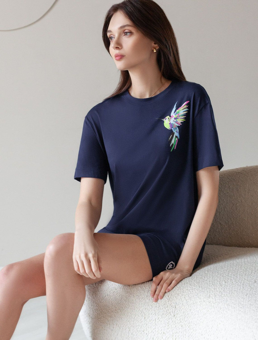 Футболка с принтом свободная из премиального 100% хлопка